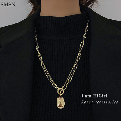 18K Gold Plated Stainless Steel Personalized Female Plain Body Jewelry Abstract Woman's Figure Face Human Body Pendant Necklace