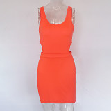 Newest Design Candy-colored hollow summer slim dress short dress summer bodycon mini dress