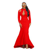 Amazon Autumn 2021 New Women'S Trade Large Size High Waist Sexy Fishtail Dress Africa Long Dress