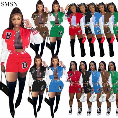 Best Design Jacket Baseball Suit Monogrammed Casual Shorts Suit Short Sets Two Piece Set Womens Jacket Two Piece Set