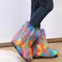 2021 new style plush mid-tube snow boots women plush boots