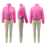 High Quality Winter Jacket Woman Solid Color Zipper Warm Lady Down Jacket