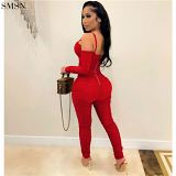 Good Quality Strapless Suspenders Shrink Sexy Slim Body One Piece Women Long Sleeve Jumpsuit