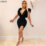 Wholesale Solid Color V-Neck Backless Sexy Dress Bodycon Mini Dress Women Sexy Women Clothing Dresses