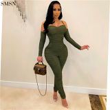 Good Quality Strapless Suspenders Shrink Sexy Slim Body One Piece Women Long Sleeve Jumpsuit
