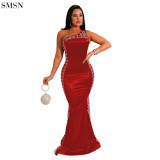 Hot Selling Hot Drill Gauze Slim Night Club Dress Elegant Dresses Clothing Women Party Long Dresses