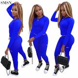New Trendy Solid Color Sexy Tight Yoga Sports Leisure Two-Piece Set Women Two Piece Jogger Set