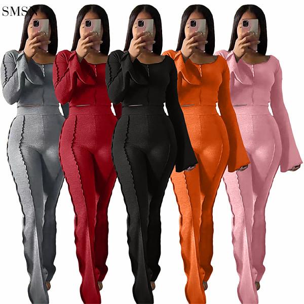 Casual Solid Color Long Sleeve 2 Piece Set Women 2 Piece Set Women Two Piece Set
