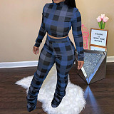 Stripe high waist casual fashion women sets crop top stacked pants 2 piece sets
