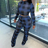 Stripe high waist casual fashion women sets crop top stacked pants 2 piece sets