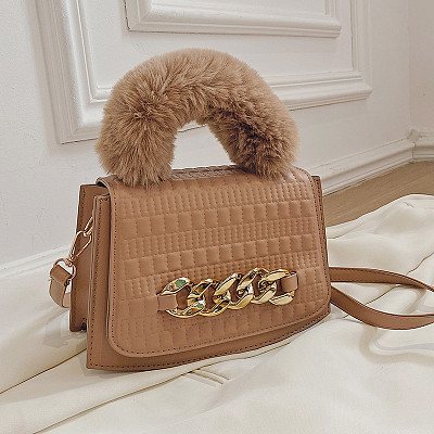 Plush handbags women autumn and winter 2021 new fashion fur shoulder bag chain messenger bag