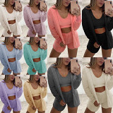 Best Seller Casual Solid Color Home Wear Womens 3 Piece Set 3 Piece Set Women Clothing Women Sets Three Piece