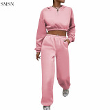 Casual Solid Color Hoodie Joggers Pants Two Piece Pants Set 2 Piece Set Women Women'S Sets