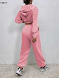 Casual Solid Color Hoodie Joggers Pants Two Piece Pants Set 2 Piece Set Women Women'S Sets