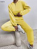 Casual Solid Color Hoodie Joggers Pants Two Piece Pants Set 2 Piece Set Women Women'S Sets