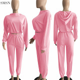 Casual Solid Color Hoodie Joggers Pants Two Piece Pants Set 2 Piece Set Women Women'S Sets