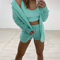 Best Seller Casual Solid Color Home Wear Womens 3 Piece Set 3 Piece Set Women Clothing Women Sets Three Piece