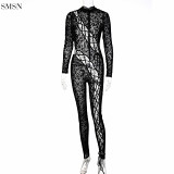 Sexy Hollow Out Long Sleeve Jumpsuits Women One Piece Jumpsuits Jumpsuit Women