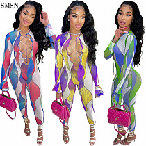 v neck bandage printing Women Jumpsuit 2021 Sexy Women One Piece Jumpsuits Jumpsuit Women