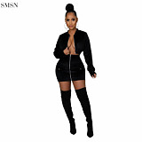 Sexy Spring Solid Color Cardigan Crop Top Two Piece Skirt Set Women Skirt Two Piece Set 2 Piece Set Women