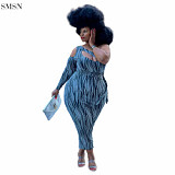 Fashion Printing One Shoulder Plus Size Women'S Dresses Plus Size Sexy Dress Long Dress