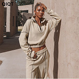 New Style Wholesale Solid Color Casual Two Piece Pants Set Women Clothing Fall Two Piece Sets