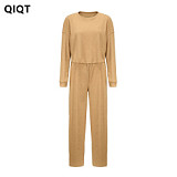 Best Design High Quality Solid Color Casual Two Piece Pants Set Winter Two Piece Sets Women Clothing