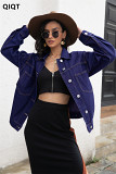 New Trendy Jacket Coat Women Coat Fashion Lapel Long Sleeve Women Jean Jacket