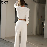 Best Design High Quality Solid Color Casual Two Piece Pants Set Winter Two Piece Sets Women Clothing
