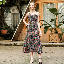 Fashionable Casual Dress Women Dresses Womens Clothing Spaghetti Strap Ladies Dresses
