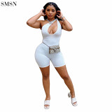 Good Quality Solid Color Ripped Sleeveless Shorts Jumpsuit Sexy Jumpsuits For Women