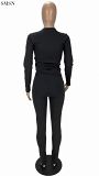 Fashion 2021 Sexy Irregular Collar Rope Slim Suit Womens Clothing Two Piece Pants Set