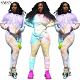 Fashion 2021 Tie Dye Round Collar Long Sleeve Hoodie Suit Joggers Pants Two Piece Pants Set