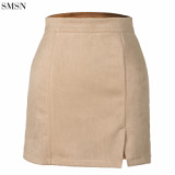 Hot Selling Casual Leather Velvet High Fanny Zipper Skirt Short Skirts For Women