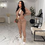 Newest Design Solid Color Plush Casual Home Set Lounge Wear Winter Two Piece Set