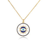 Fashion Hot White Drop Oil Devil'S Eye Pendant Necklace Women'S Real Gold Plating