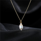Best-Selling 925 Sterling Silver Necklace Pendant Personalized Oil Drop Zircon Jewelry Gold Necklace