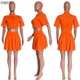 Best Design Solid Color Sexy V-Neck Short Sleeve Skirt Suit Two Piece Skirt Set Women
