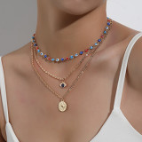 New Multilayer Necklace Set Devil'S Eye Pendant Necklace For Women