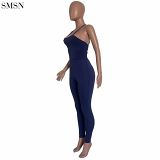 Good Quality Solid Sexy Suspenders Hollow Out Straps Slim Jumpsuit Women One Piece Jumpsuits