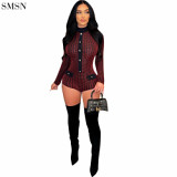 Good Quality Long Sleeve Club Style Shorts In Tight Plaid Bodycon Women 2021 Short Jumpsuit