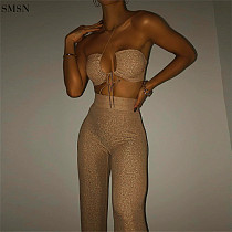 Sexy Hollow Out Top Two Piece Pants Set Women Sets Two Piece Two Piece Set