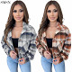 Newest Design Tweed Plaid Lapel Single-Breasted Jacket Women Casual Jacket And Coat