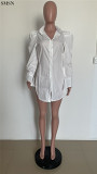 New Trendy White V-Neck Shirt With Irregular Hem Tops Long Sleeve T Shirt Women