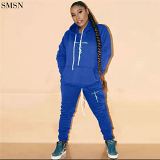Hot Selling Hooded Drawstring Embroidered Casual Suit Sportswear Ladies 2 Piece Set Women