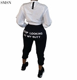 Best Design Fall Winter Lletter Printed Casual Cotton Trousers Jogging Pants Women