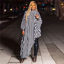 New Arrival 2021 Casual Sexy Black And White Striped Irregular Nightclub Dress Cheap Casual Women Dress