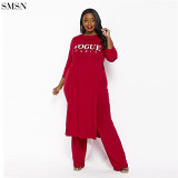 Fashionable Casual Sexy Large Size 2Xl-5Xl Solid Color Letter Two-Piece Set Plus Size Women'S Sets