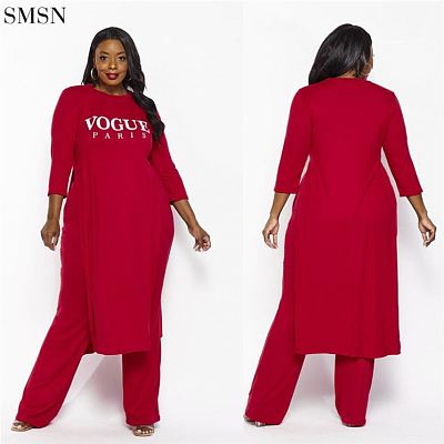 Fashionable Casual Sexy Large Size 2Xl-5Xl Solid Color Letter Two-Piece Set Plus Size Women'S Sets