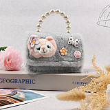 Princess girl bag fur little fox children cartoon portable messenger bag
